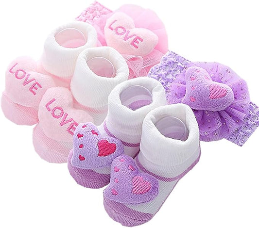 Reborn Baby Doll Clothes Accessories 18-22 Inch Reborn Newborn Doll Clothing Headbands & Socks Sets 4 Pcs