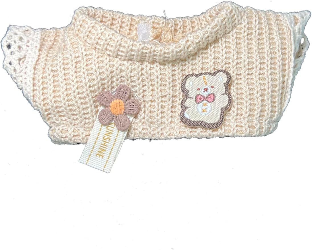 17cm Doll Clothes Set: Fashion Knit Mini Sweater & UK-Style Hat + Mini Pleated Skirt Outfit | Chic Wardrobe Bundle I Doll Not Included (Sweater)