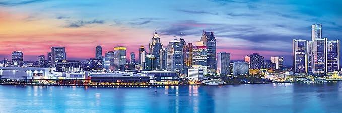 MasterPieces - 1000 Piece Jigsaw Puzzle, Detroit Skyline Panoramic, Fun for Adults, Family, Kids 13"x39