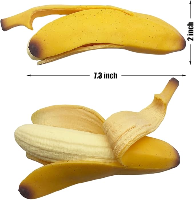 Pack of 2 Squishy Banana Toys Simulation Banana Squishy Squeeze Toys, Eutreec Super Soft Stress Relief Spotted Peeled Banana Party Favors for Kids Toy for Boys Girls Adults April Fool's Day