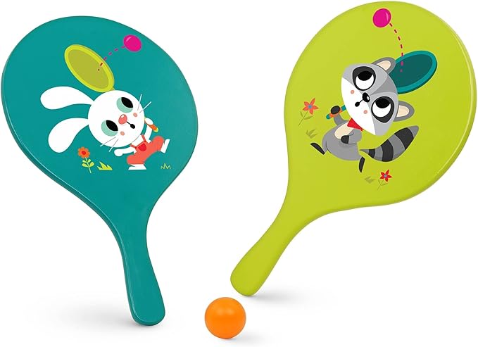 B. toys – Bounce & Play Paddle Set – Sports & Outdoor – Paddle Ball Game – 2 Colorful Paddles & 1 Ball – Active Play for Kids, Toddlers – 3+ Years