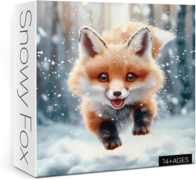 Cute Winter Fox Puzzles for Adults 1000 Pieces, Art Animal Snow Landscape Jigsaw Puzzles, Challenging Nature Scenic Puzzle