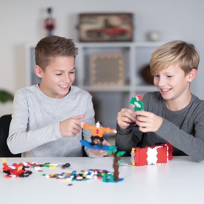 PLUS PLUS 600 Piece Interlocking Building Blocks for Kids, Open Ended Connecting Toys, STEM Bin Classroom Mini Manipulatives Play Tube - Basic Color Mix