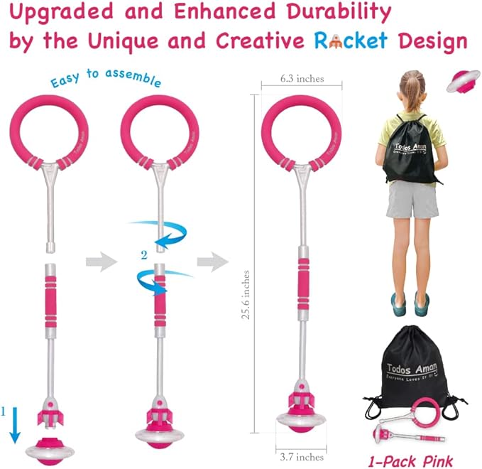 Rocket Flashing LED Ankle Skip Fun Cool Jumping Gift for Ages 5 6 7 8 9 10+ Kids NO Battery Charging Needed Family Exercise Fitness Coordination Balance Extra Energy Burning