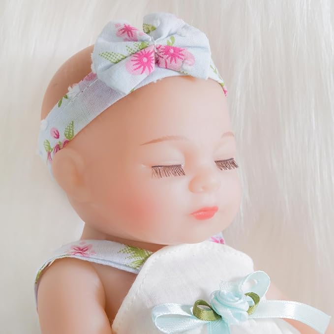 ENA Reborn Baby Doll Realistic Silicone Vinyl Baby 10 inch Weighted Lifelike Doll Gift Set for Ages 3+ (Slip Dress Girl, 10 inch)