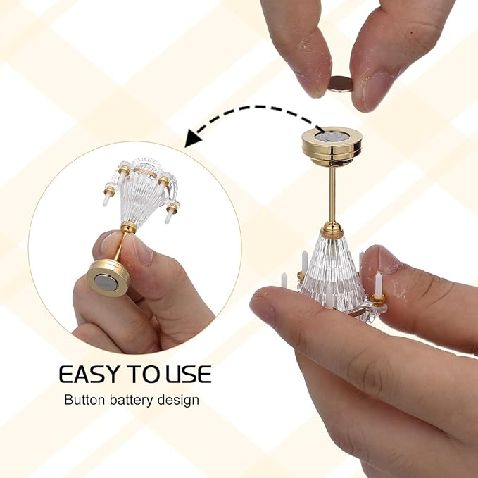 TOYANDONA Dollhouse Chandelier - 1/12 Scale Doll House Ceiling Lamp Miniature Dollhouse Lights Led Battery Operated for Doll House Accessories Mini Museum Lights Decorations