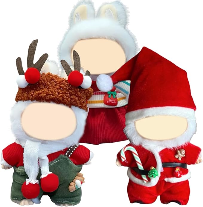 3 Pack Compatible for Labubu Clothes,17cm Doll Clothes Set,Luxury Designer Outfits,Cute Birthday Party Costumes,Valentines Day Gifts for Her Him,Stylish Fashion Wardrobe Accessories for 17cm Dolls