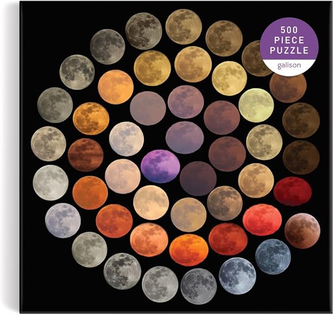 Galison Colors of The Moon 500 Piece Puzzle from Galison - 20" x 20" Puzzle, Photographic Imagery of The of The Moon, Thick & Sturdy Pieces, Fun and Challenging Activity for Adults