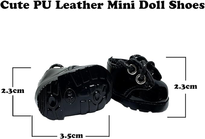 Premium Doll Shoes for Lububu, 15cm 17cm Dolls Accessories, Mini Leather Shoes Fashion Dress Up Doll Shoes Replacement (2, Oxford - Black & White)