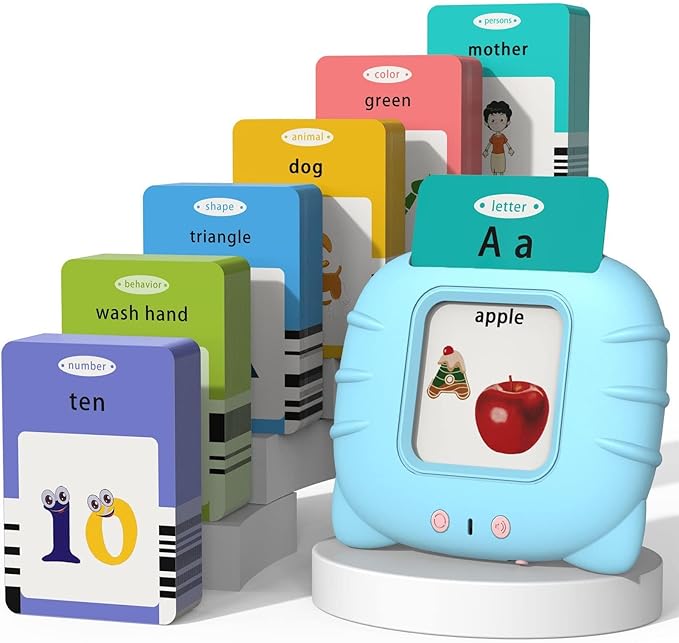 Startcan Talking Cards for Toddlers, Speech Therapy Toys Autism Toys, ABC 123 Sight Words Etc, Educational Learning Interactive Toys with Giftable Package (510-blue (New ABC+123+ 3 Songs))