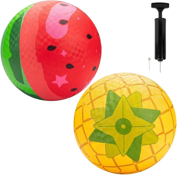 SCS Direct Gaga Ball Playground Balls (8.5 inches) w Air Pump- Durable Rubber Pack for Recess Dodgeball, Kickball, Gagaball Official Play & School -Fun Outdoor Toys & Gifts for Kids