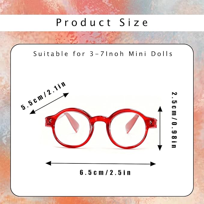Set of 5 Mini Doll Glasses for 3.94-6.69 Inch (10-17 cm) Dolls, No Doll Include, Clear Lenses and Sunglasses, for Crafts, Dolls, Clothing Accessories