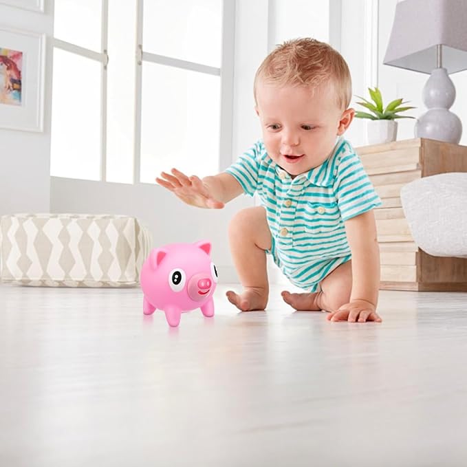 Squeeze Toys for Kids Stress Relief, Pink Pig with Squeak, Funny Animal Sensory Fidgets, Cute Novelty Desk Gag Gift