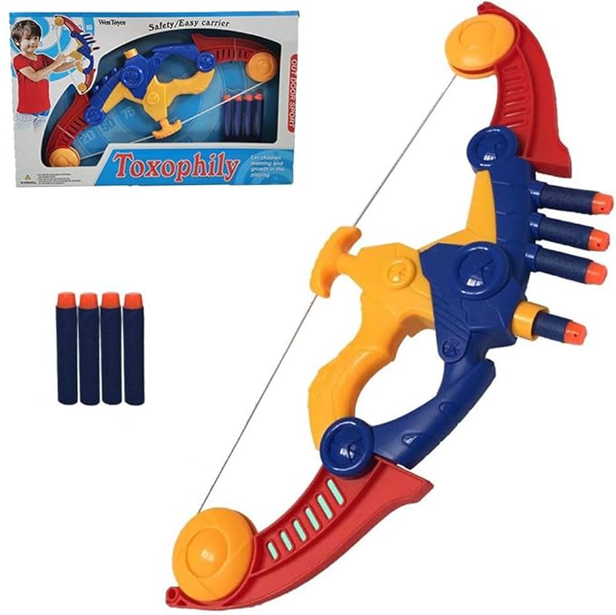 Soft Arrow Bow Set for Kids Beginner, Easy Foam Archery Kit for Starters, with 4 Soft Darts Arrows, Safe Outdoor Indoor Shooting Games Activity for Toddler Boys Girls