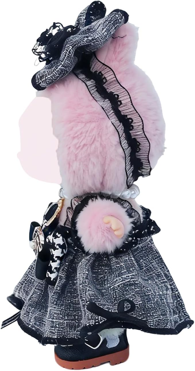 17cm Doll Clothes Sets(No Doll) Black Dress Outfits Handcrafted Designer Clothing Including Dress,Shoes,Bow Hair Accessory,Bag,Black Necklace for Easter