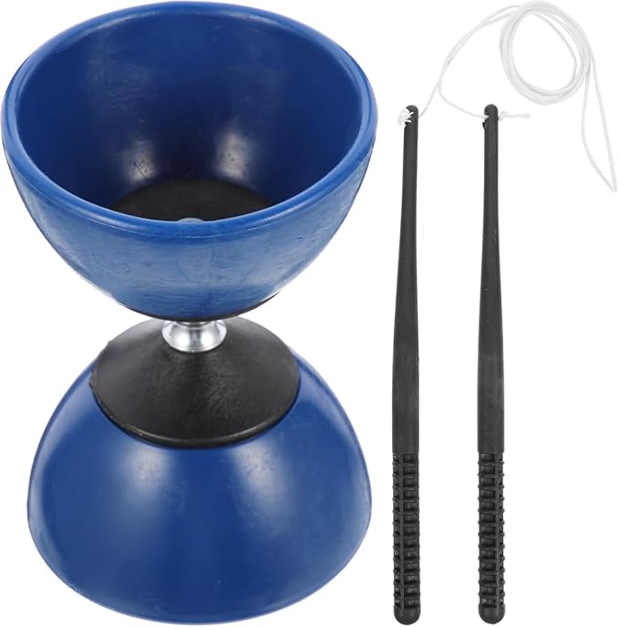 ibasenice Chinese Yo-Yo Diabolo Set with Hand Sticks - Durable Rubber Juggling Toy for Beginners & Kids - Traditional Skill Game for Outdoor Play and Fitness, Blue (4.72 x 3.34 inches)