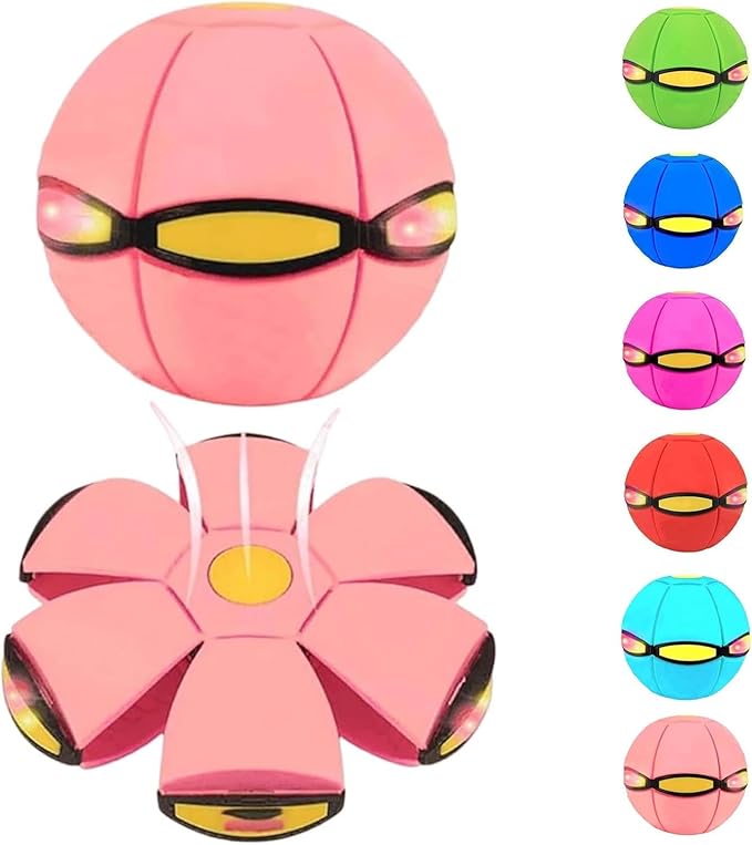 Magic Bouncing Ball, Magic Bouncing Ball with 6 Light, Dual Form Freely Switchable, Parent-Child Interaction Suitable for Indoor & Outdoor Use (Light Pink)