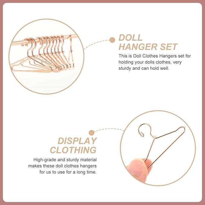 1 Set Doll Apparel Rack Doll Clothes Dry Rack Dress Garment for House Dress Outfit Gown?Rose Gold?