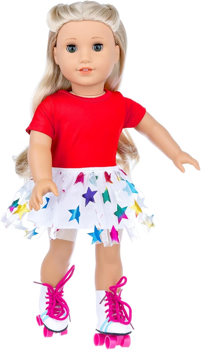 18 Inch Girl Doll Travel Skating Sport Play Set - 7PC Outdoor Accessories (Not Include Doll)