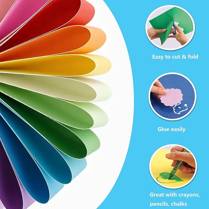 Large Construction Paper Assorted for Art Supplies 17.3”x23.4” Colored Craft Paper for Drawing DIY Art Project 120 Sheets