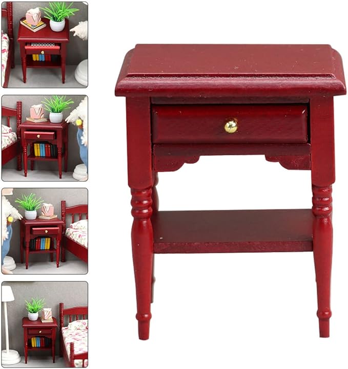 Toyvian Miniature Bedside Table 1 12 Scale Dollhouse Nightstand Model Mini Furniture Accessory for Doll House Decor 2.59X2.08X1.61 Inch