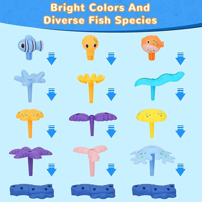Coral Garden Flower Building Toys for for Toddlers 3-5 Year Old，Upgrade DIY Building Blocks Toys for Ages 3-4 Girls,Educational STEM Christmas Birthday Gift for Kids(136PCS)