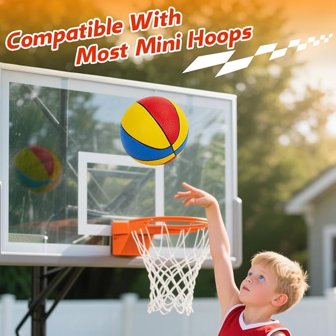 5 Pcs Mini Basketballs Set-7 Inchs Small Basketballs with Pump,Toddler Kids Birthday Gifts,Boys Girls Rubber Ball Over the Door Hoop Replacements,Indoor Outdoor Sports Toys Pool Beach Fun,Party Favors