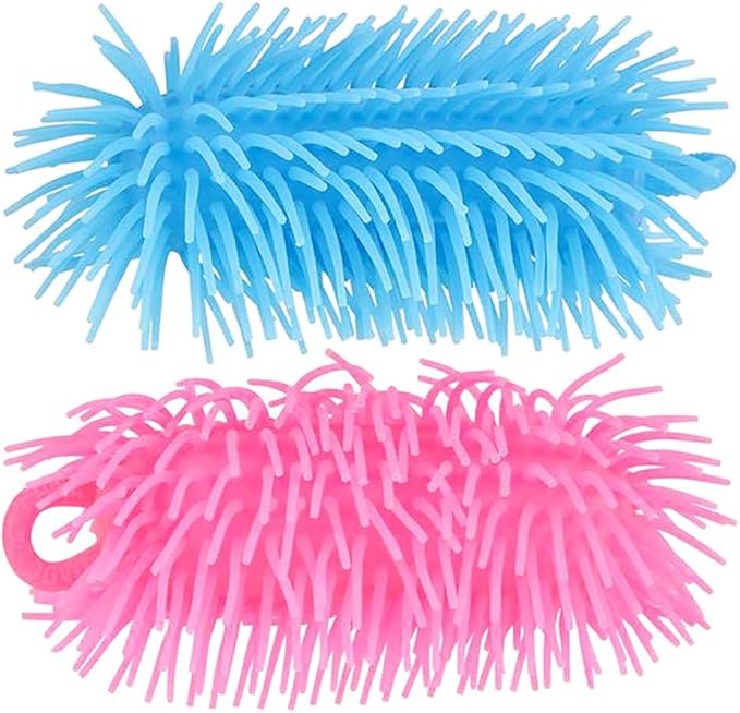 Puffer Ball Snake Toy, Stress Reliever Toy for Hand Wrist Finger Exercise Squeeze Therapy, Party Favor, 6" (6-Pack)