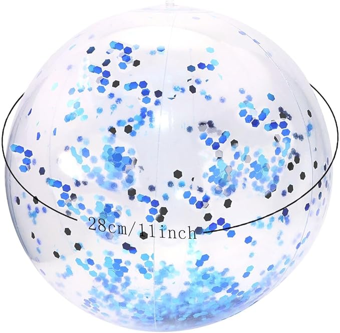 PENTA ANGEL Glitter Beach Ball 2PCS Inflatable Floatable Confetti Swimming Pool Party Ball Clear Sand Sport Ball for Outdoor Summer Beach Pool Water Play Party Favor