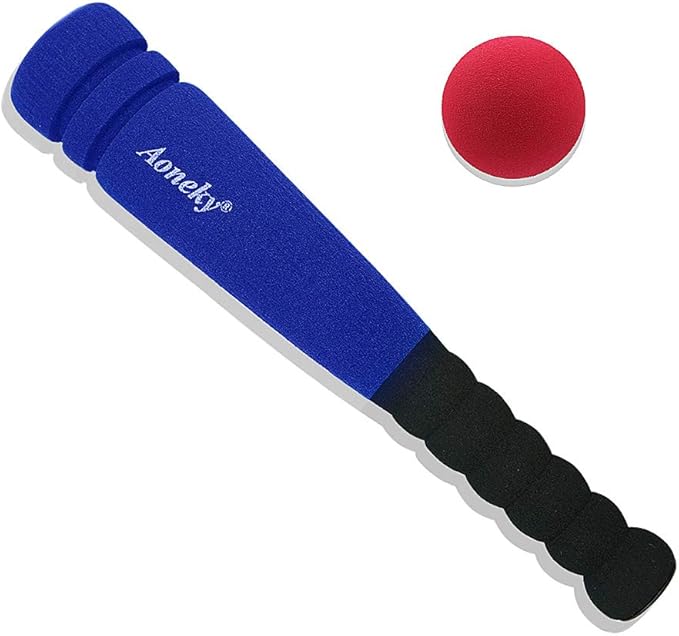 Aoneky Soft Foam Baseball Bat and Ball Set for Toddlers 1-3, 11.8 Inch All-Foam Safety T Ball Toy for Indoor Outdoor Play, Lightweight Mini Bat with Easy Grip (Blue)