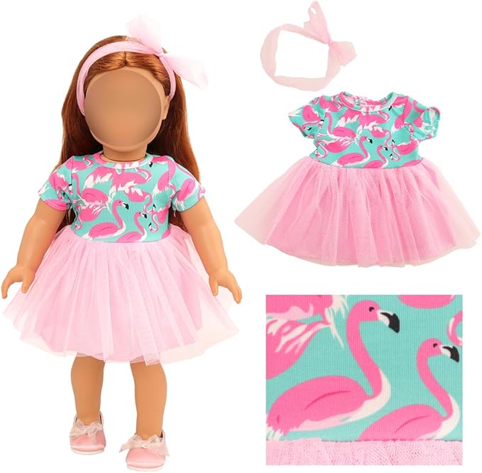 BARWA 18 inch Doll Clothes and Accessories 5 Sets Clothes Dress Outfits with 2 Pairs Shoes for 18 Inch Dolls