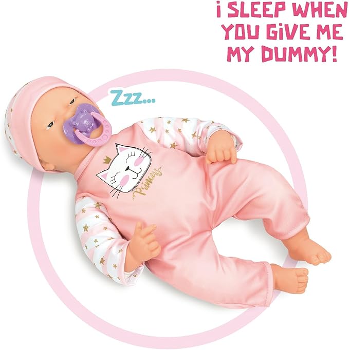 Mother Love Interactive Baby Dolls,16 Inches Dolls with Realistic Sounds and Movements,Talking and Crying Baby Doll with Sound, Soft Cloth Body with Feeding Toy, Dolls for 3+ Year Old Girls