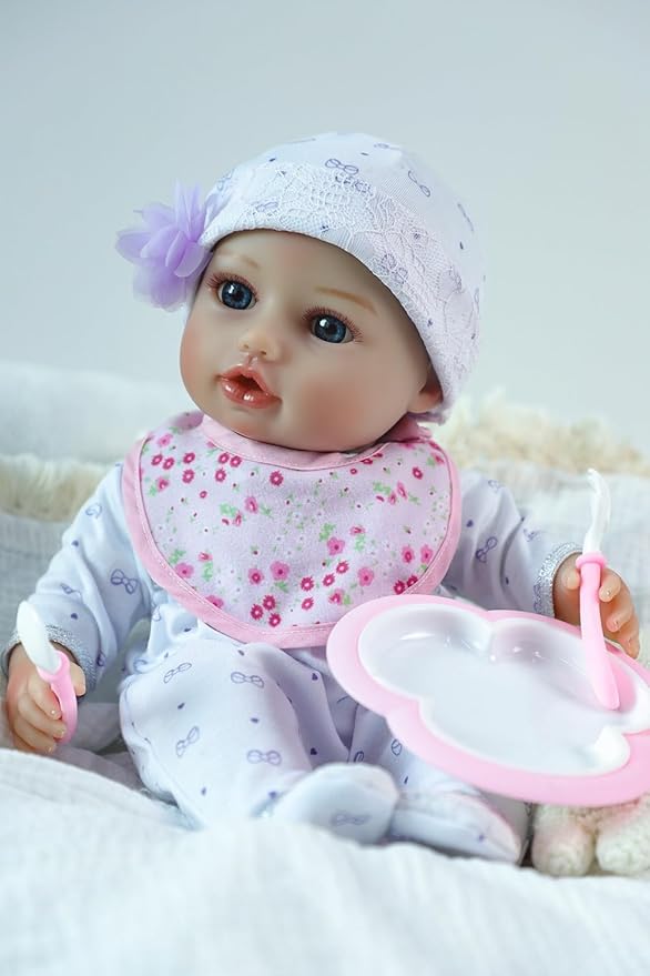 SCOM Baby Dolls, 16inch Realistic Baby Dolls Cute Soft Body Baby Doll Real Life Baby Doll Silicone Lifelike Baby with Accessories for 3+ Year Old Girls Gifts