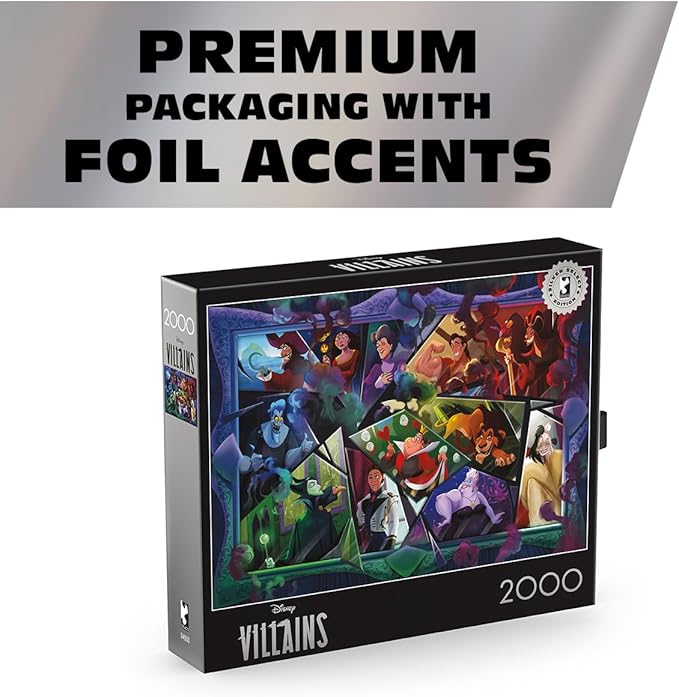 Ceaco – 2000 Piece Disney Silver Select Villains Jigsaw Puzzle – Relaxing and Fun Activity for Adults, Pieces