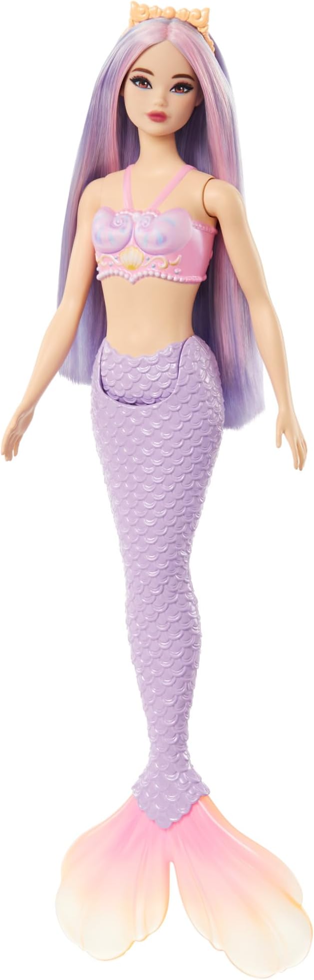 Barbie Mermaid Doll with Pink & Lilac Fantasy Hair & Headband Accessory, Toy with Shell-Inspired Bodice & Lavender Tail
