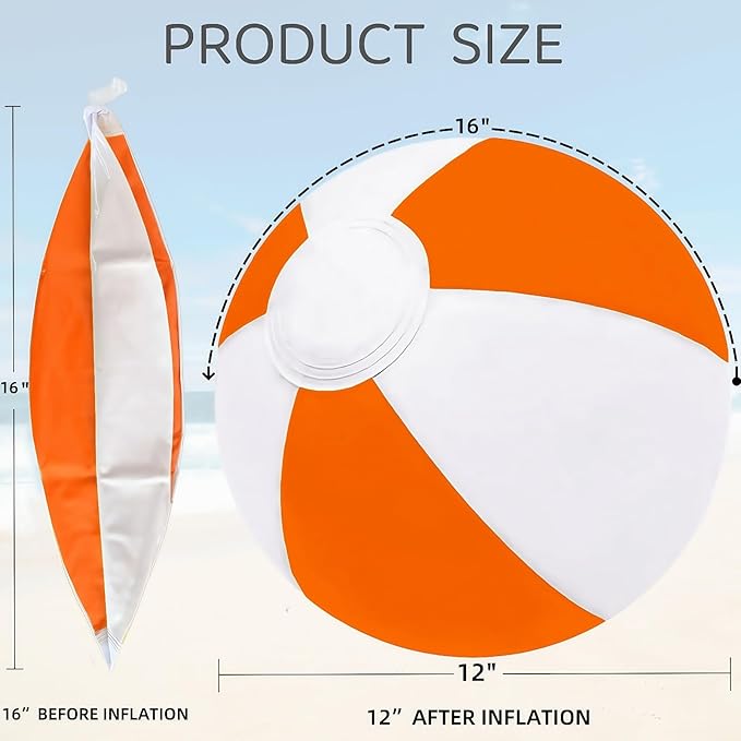 6 Pack Beach Balls, Large Inflatable Beach Balls Bulk, for Parties, Beach, Pools & Play