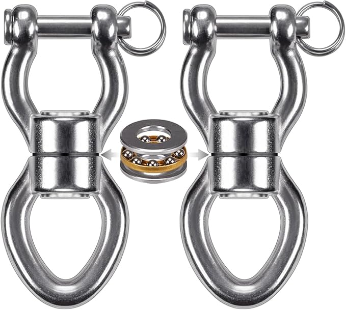SELEWARE Silent Bearing Swing Swivel, 360° Rotational Device Hanging Accessory with Removeable Buckle for Tree Swing, Hammock Chair, Climbing Rope, Yoga, Kids Swing Swivel 1200LB Capacity, 2 Pack