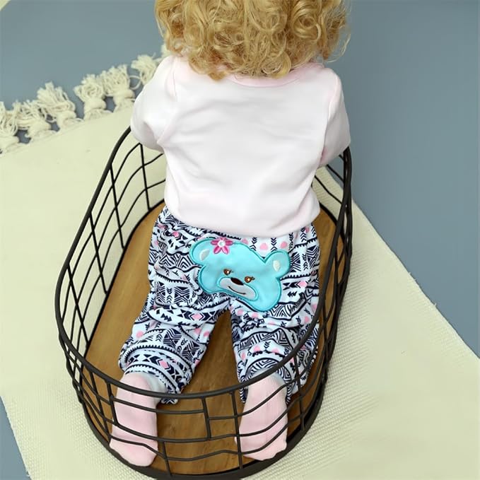 Reborn Baby Dolls Clothes Love Pattern 4pcs Set for 17-22 Inch Newborn Baby Doll Girl, Doll Clothing Cute Bear Outfit Accessories fit 17-22 Inch Reborn Doll Girl&Boy