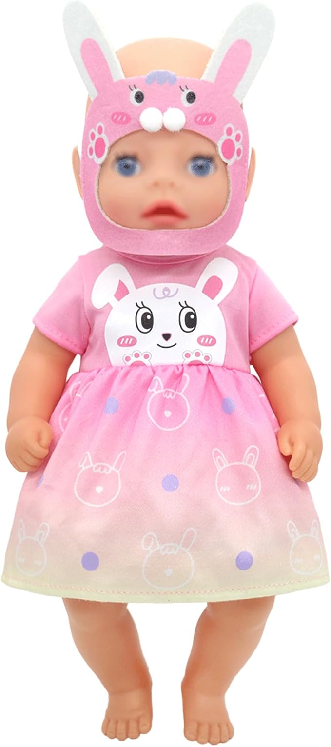 10-14 Inch Doll Clothes and Accessories with Bag, Headband Hat Socks 4-Packs for 14 Inch Girl Doll and 10-12 inch Baby Doll