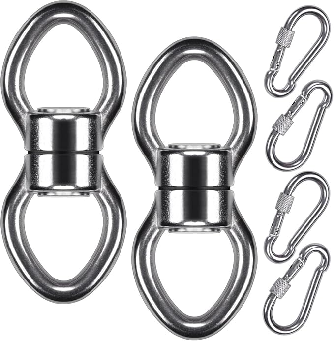 SELEWARE Silent Bearing Swing Swivel, 360° Rotational Device Hanging Accessory for Tree Swing, Hammock Chair, Yoga,1200LB Capacity, 2 Pack