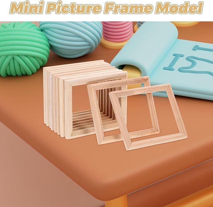 EXCEART 10pcs Mini Photo Frame Model House Decorations for Home Window Decor for Home Furniture Wood Crafts Wooden Dollhouse Miniature Photo Frame Household Products Doll House
