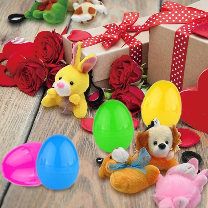 UMEELR 28PCS Valentine's Day Mini Plush Animals Toys, Small Stuffed Animal Keychain Cards for Valentine's Classroom Gift Exchange, School Prizes Valentines Party Favors Easter Basket Stuffers