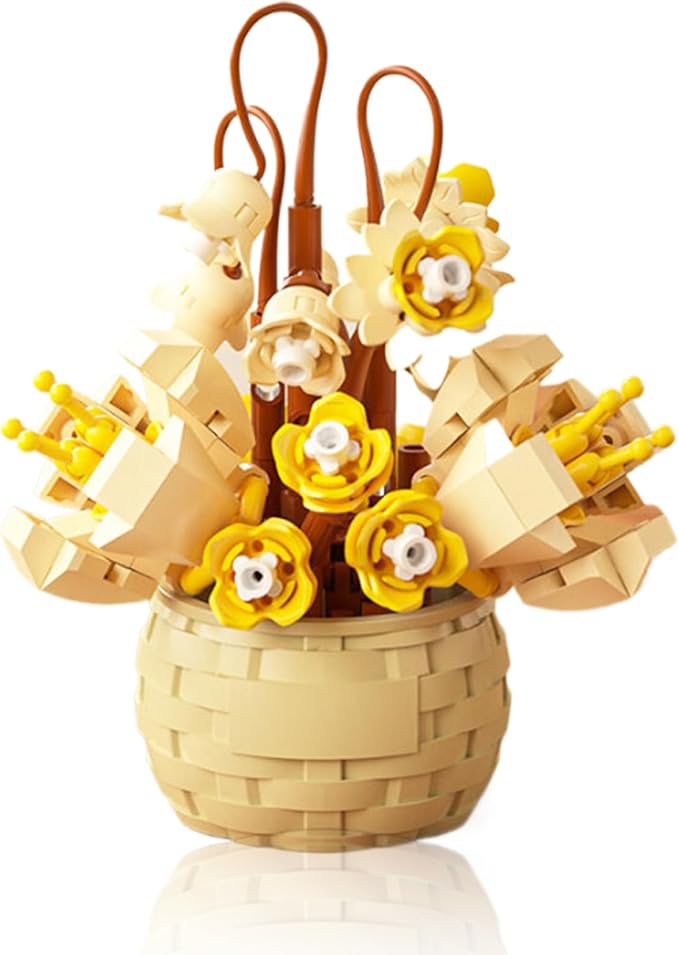 Mini Flowers Building Block Set,Flower Blocks Toys,Plants and Succulent Toys,Building Block Flowerpot，Botanical Collection Birthday Gift for Girls Boys Adults Kids Ages 6+ (Wind Chime 162Pcs)