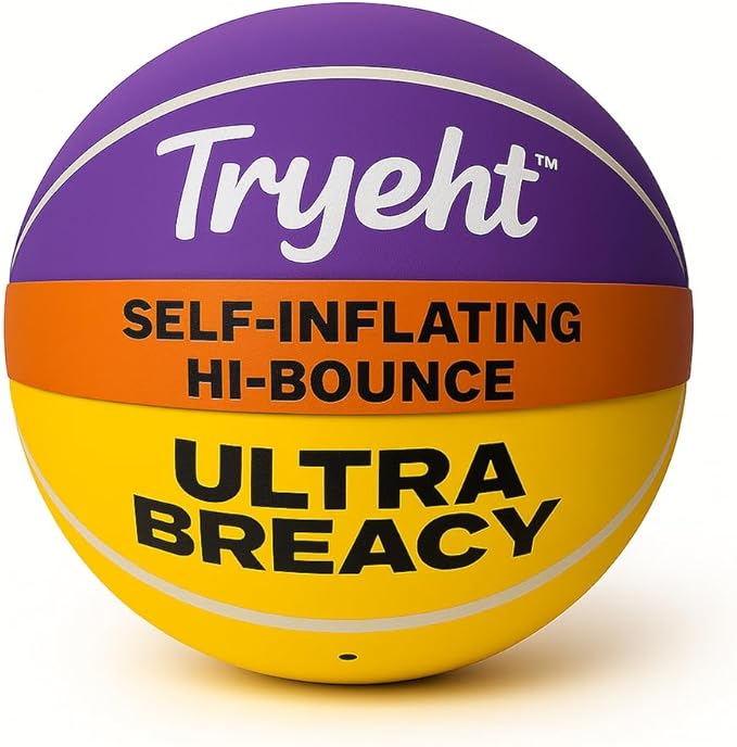 Mini Basketball, 5-Inch Self-Inflating Rubber Ball – No Pump Needed, High-Bounce Breacy Ball for Indoor Mini Hoop & Outdoor Play