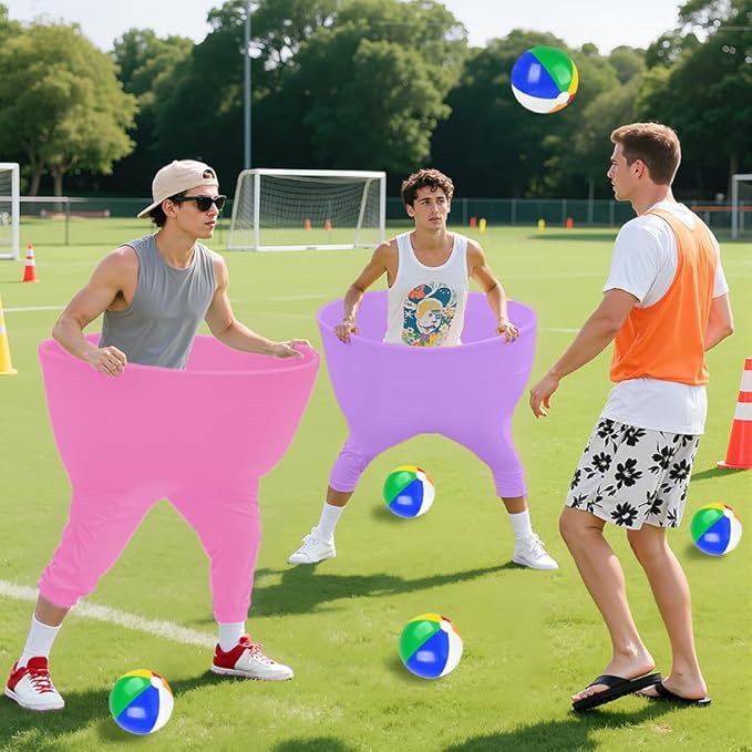 Adult Granny Pants Outdoor Game 4 Pack of Mixed Color Granny Pants Yard Game with 16 Bouncy Balls and 1 Air Pump (Random Colors) Granny Pants Game Large for Family Reunions Field Day