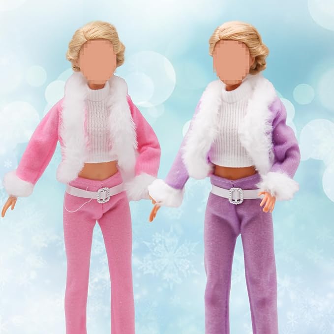 EuTengHao Winter Doll Clothing Set for 11.5 Inch Girl Dolls Includes Winter Fur Coat Nightwear Bathrobe Hat Dress Jacket Jeans Fashion Outfit for 30cm Girl Doll Girls Gift
