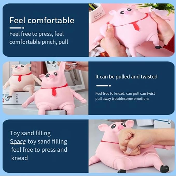 Squishy Toys - Pink Squishy Pig Toy for Kids & Adults, Novelty Squeeze Toy for Stress Relief & Anxiety (Big)