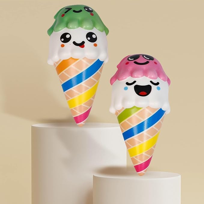 Anboor 2pcs Squishies Set Toys Squeeze Ice Cream Kawaii Slow Rising Scented Kid Toys Cute Food Collect Halloween Ideas