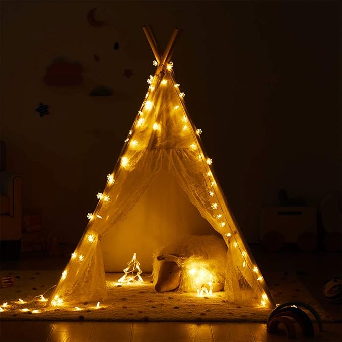 Asweets Kids Teepee Tent, Children Play Tent, Indoor Outdoor Cotton Play Tent for Girls & Boys Kids (White Lace Tent) (Pack of 2)