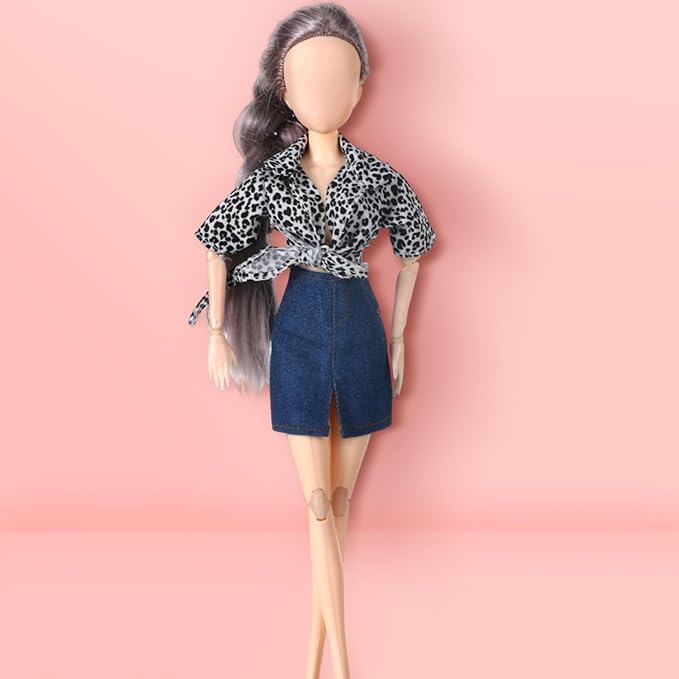 Bencailor 6 Pcs Doll Clothes for 11.8 Inch Doll Clothing Outfit Accessories Winter Coat Tops Swimwear T Shirt Dress Outfit Birthday Gift(Retro Style,Medium Color)